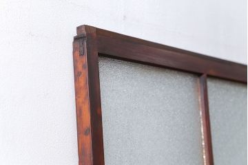 アンティーク ジャンク品　古い木のダイヤガラス引き戸