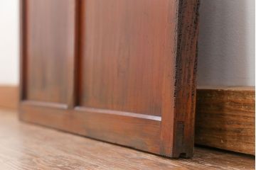 アンティーク ジャンク品　古い木のダイヤガラス引き戸