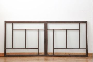 大正ロマン　気泡ガラス入りの上質な変わり型ガラス戸2枚(引き戸・窓)