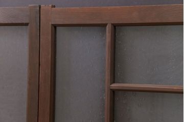 大正ロマン　気泡ガラス入りの上質な変わり型ガラス戸2枚(引き戸・窓)