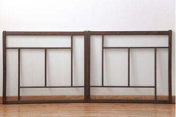 大正ロマン　気泡ガラス入りの上質な変わり型ガラス戸2枚(引き戸・窓)