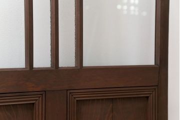 アンティーク 大正ロマン　素敵なデザイン　色ガラス入りの引き戸(ガラス戸)