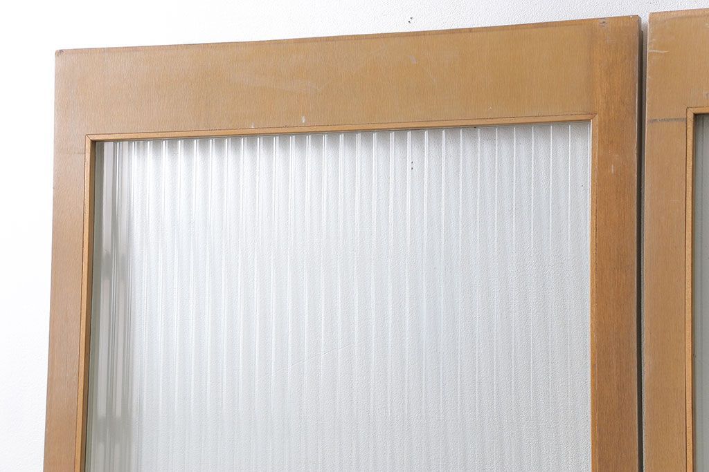 昭和レトロ 背の高いモールガラス引き戸　2枚セット　(ガラス戸)