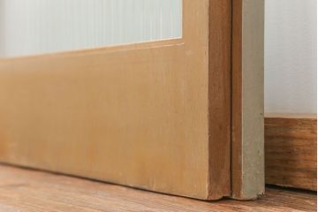 昭和レトロ 背の高いモールガラス引き戸　2枚セット　(ガラス戸)