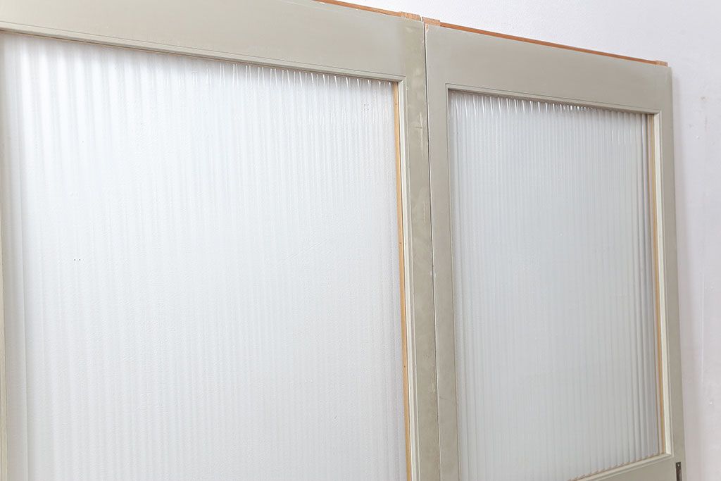 昭和レトロ 背の高いモールガラス引き戸　2枚セット　(ガラス戸)