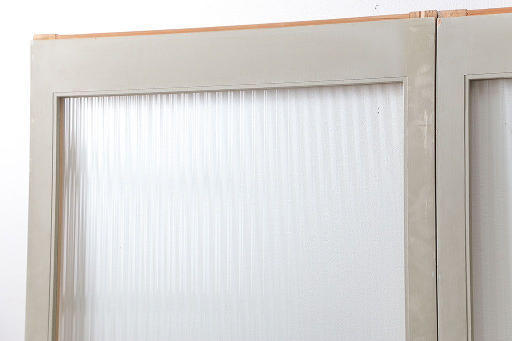 昭和レトロ 背の高いモールガラス引き戸　2枚セット　(ガラス戸)