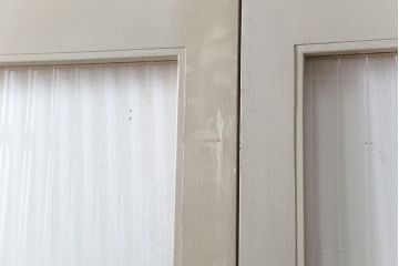 昭和レトロ 背の高いモールガラス引き戸　2枚セット　(ガラス戸)