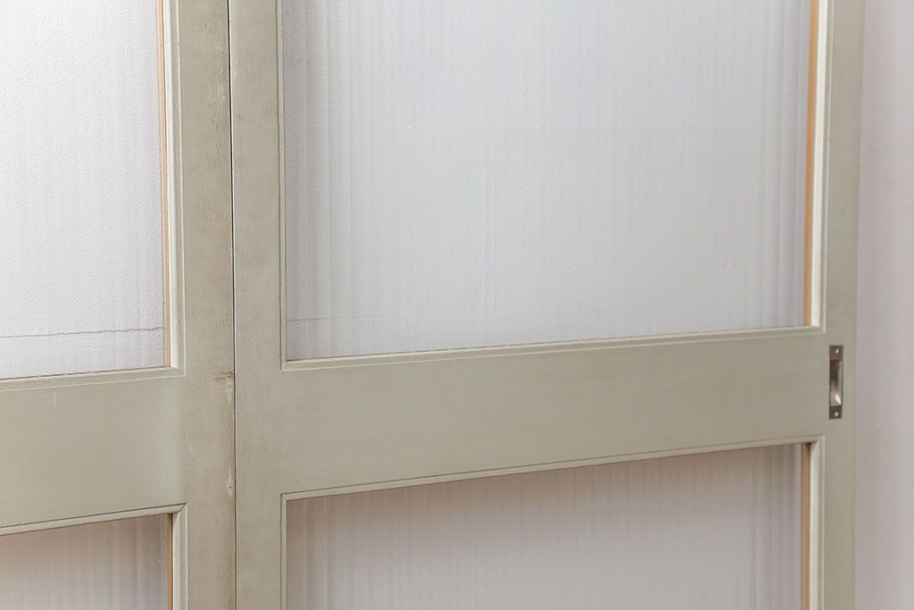 昭和レトロ 背の高いモールガラス引き戸　2枚セット　(ガラス戸)