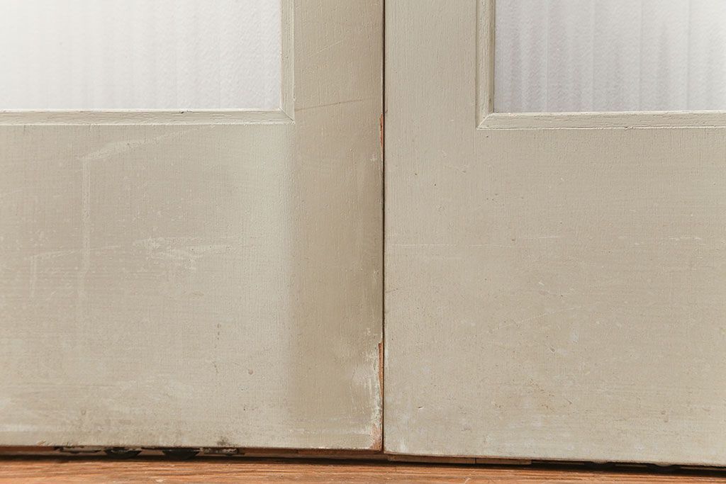 昭和レトロ 背の高いモールガラス引き戸　2枚セット　(ガラス戸)