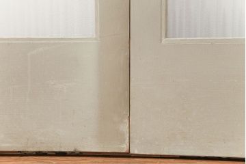 昭和レトロ 背の高いモールガラス引き戸　2枚セット　(ガラス戸)