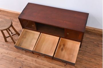 アンティーク家具　古民具・骨董 前面欅材 杢目の素晴らしい時代箪笥ローボード(収納棚)