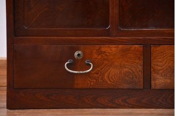 アンティーク家具　古民具・骨董 前面欅材 杢目の素晴らしい時代箪笥ローボード(収納棚)