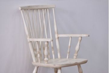 中古　飛騨産業キツツキマーク　アンティークペイント　スティックバックチェア(椅子、イス)