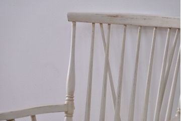 中古　飛騨産業キツツキマーク　アンティークペイント　スティックバックチェア(椅子、イス)