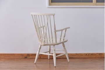 中古　飛騨産業キツツキマーク　アンティークペイント　スティックバックチェア(椅子、イス)
