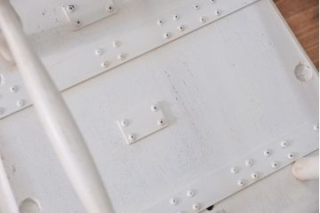 中古　飛騨産業キツツキマーク　アンティークペイント　スティックバックチェア(椅子、イス)
