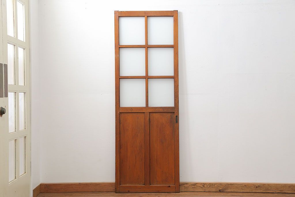 昭和レトロ すりガラス入りのシンプルなガラス戸(2)　(引き戸)