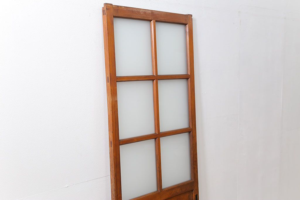 昭和レトロ すりガラス入りのシンプルなガラス戸(2)　(引き戸)