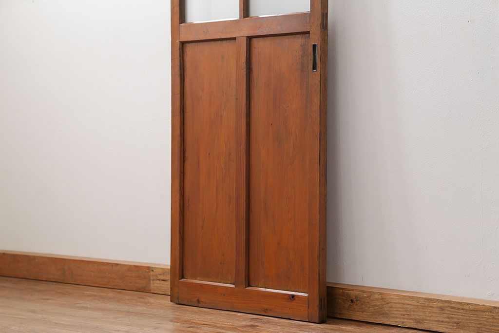 昭和レトロ すりガラス入りのシンプルなガラス戸(2)　(引き戸)