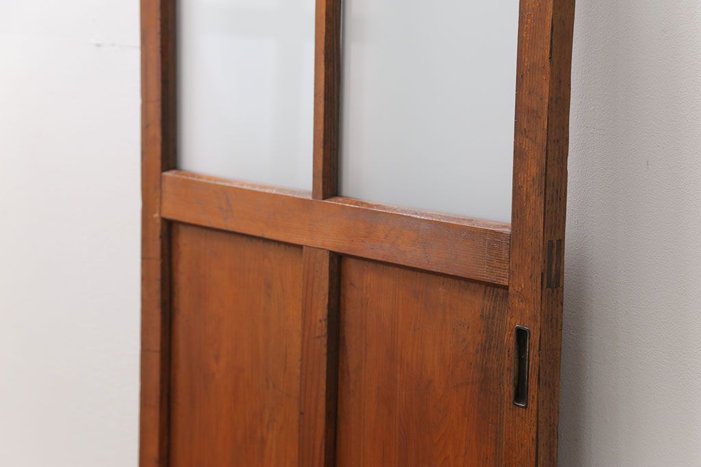 昭和レトロ すりガラス入りのシンプルなガラス戸(2)　(引き戸)