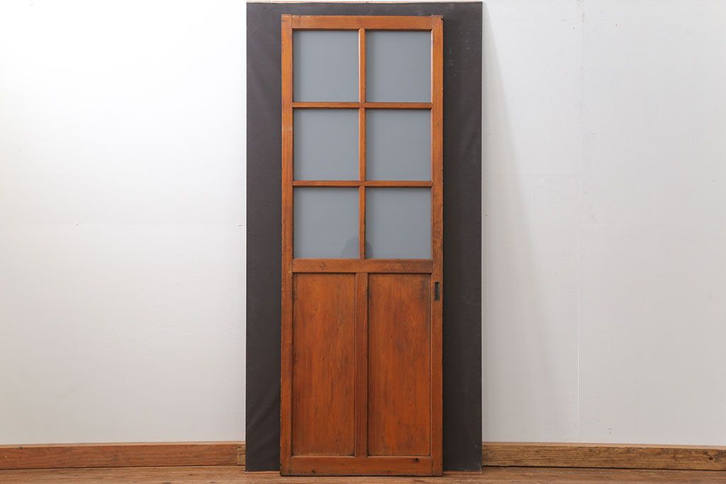 昭和レトロ すりガラス入りのシンプルなガラス戸(2)　(引き戸)