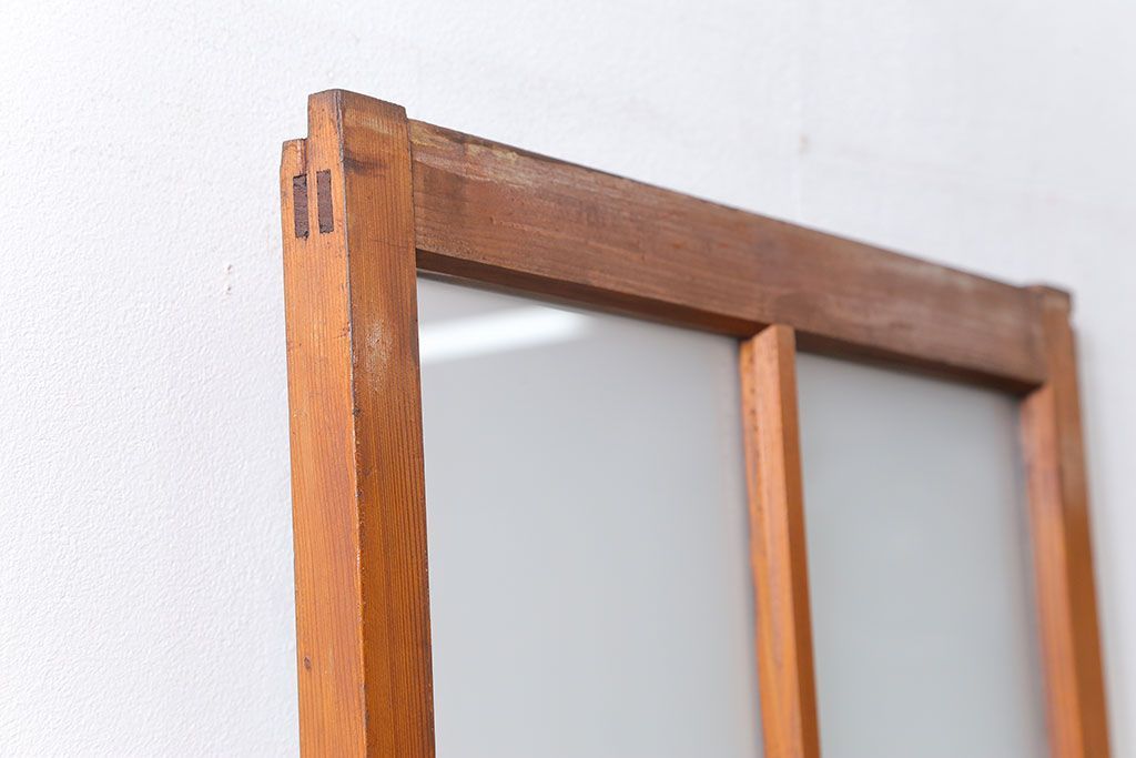 昭和レトロ すりガラス入りのシンプルなガラス戸(2)　(引き戸)