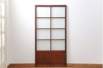 アンティーク ジャンク品　古い木のダイヤガラス引き戸1枚　(2)(ガラス戸)