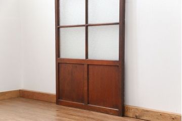 アンティーク ジャンク品　古い木のダイヤガラス引き戸1枚　(2)(ガラス戸)