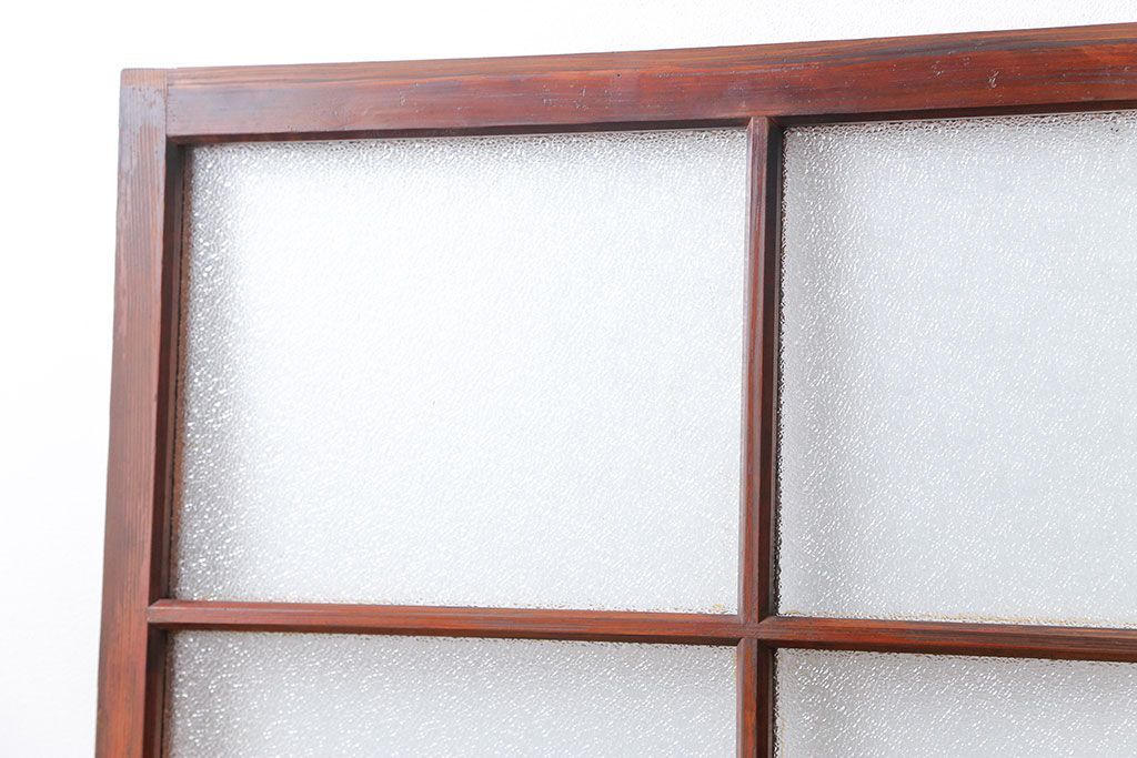 アンティーク ジャンク品　古い木のダイヤガラス引き戸1枚　(2)(ガラス戸)