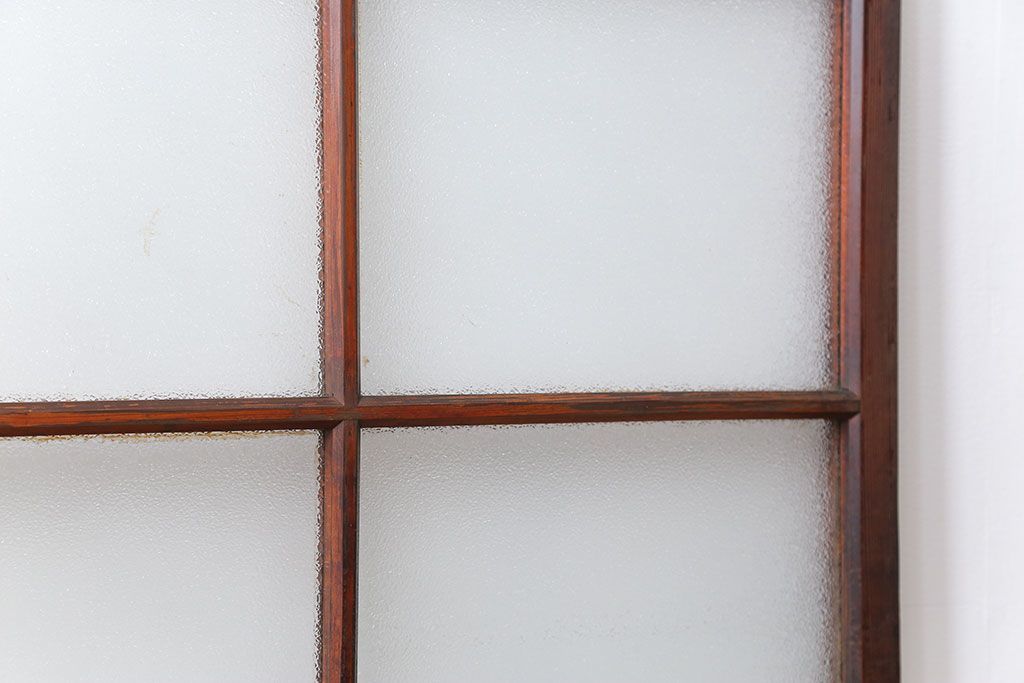 アンティーク ジャンク品　古い木のダイヤガラス引き戸1枚　(2)(ガラス戸)