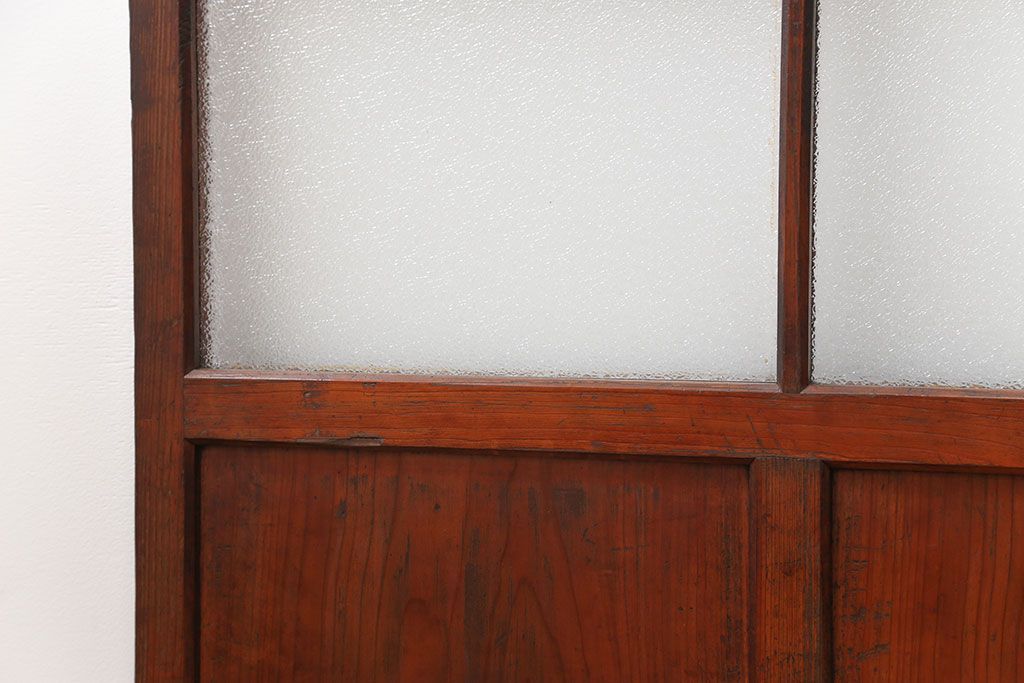 アンティーク ジャンク品　古い木のダイヤガラス引き戸1枚　(2)(ガラス戸)