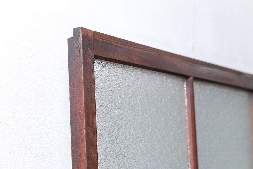 アンティーク ジャンク品　古い木のダイヤガラス引き戸1枚　(2)(ガラス戸)