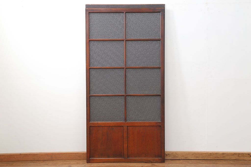 アンティーク ジャンク品　古い木のダイヤガラス引き戸1枚　(2)(ガラス戸)