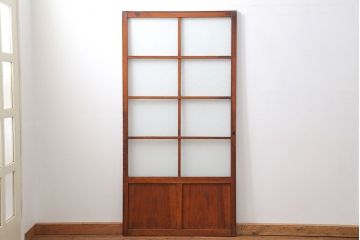 アンティーク ジャンク品　古い木のダイヤガラス引き戸1枚　(2)(ガラス戸)