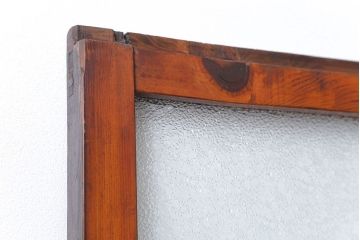アンティーク ジャンク品　古い木のダイヤガラス引き戸1枚　(2)(ガラス戸)