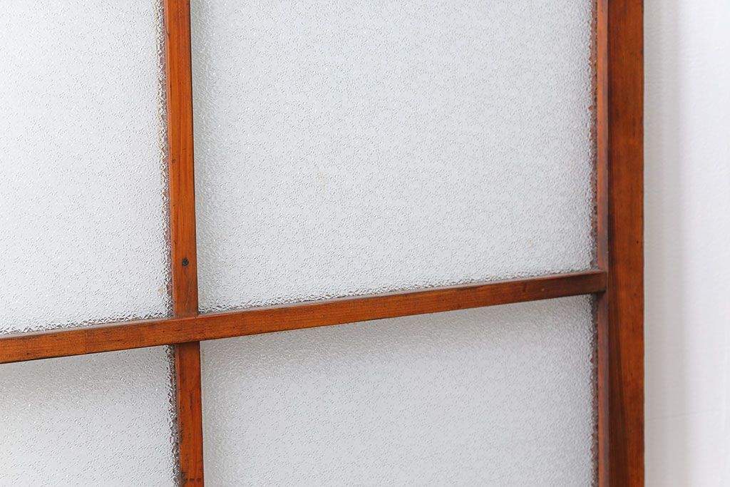 アンティーク ジャンク品　古い木のダイヤガラス引き戸1枚　(2)(ガラス戸)