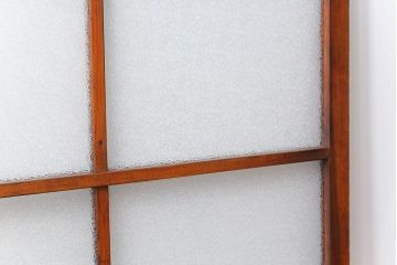 アンティーク ジャンク品　古い木のダイヤガラス引き戸1枚　(2)(ガラス戸)