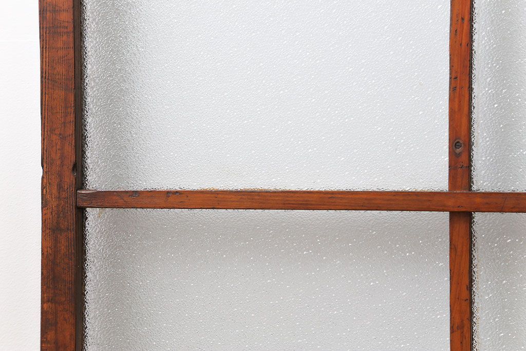 アンティーク ジャンク品　古い木のダイヤガラス引き戸1枚　(2)(ガラス戸)