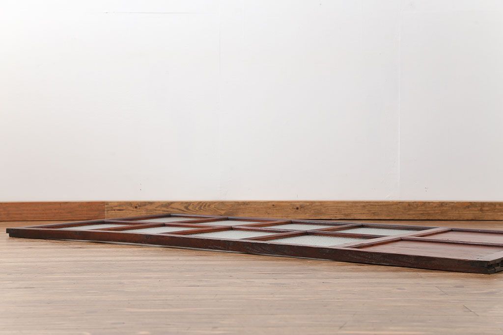 アンティーク ジャンク品　古い木のダイヤガラス引き戸1枚　(2)(ガラス戸)