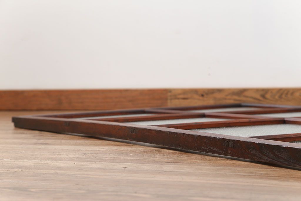 アンティーク ジャンク品　古い木のダイヤガラス引き戸1枚　(2)(ガラス戸)