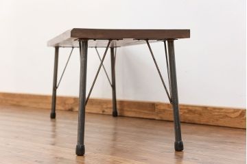 アンティーク家具　アンティーク 天板一枚板　使い込まれた古材天板の鉄脚センターテーブル(8)
