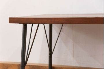 アンティーク家具　アンティーク 天板一枚板　使い込まれた古材天板の鉄脚センターテーブル(8)