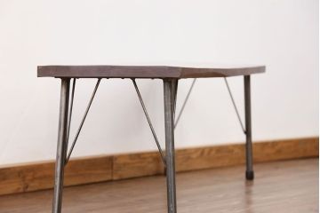 アンティーク家具　アンティーク 天板一枚板　使い込まれた古材天板の鉄脚センターテーブル(9)(ベンチ、長椅子、長イス)