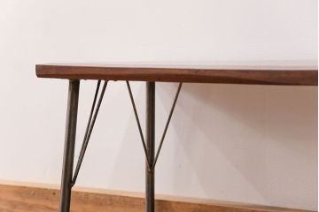 アンティーク家具　アンティーク 天板一枚板　使い込まれた古材天板の鉄脚センターテーブル(9)(ベンチ、長椅子、長イス)