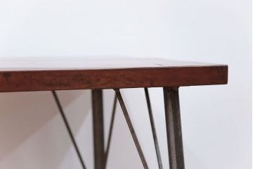 アンティーク家具　アンティーク 天板一枚板　使い込まれた古材天板の鉄脚センターテーブル(9)(ベンチ、長椅子、長イス)