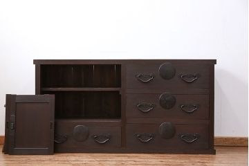 アンティーク家具　古民具・骨董 シックな収納箪笥サイドボード(水屋箪笥、帳場箪笥)