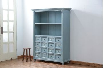 アンティーク家具 フランスアンティーク リメイク品 ペンキのはげた引き出し付きフレンチキャビネット(1)(収納棚、飾り棚)