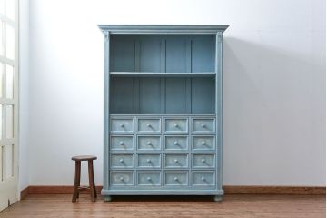 アンティーク家具 フランスアンティーク リメイク品 ペンキのはげた引き出し付きフレンチキャビネット(1)(収納棚、飾り棚)