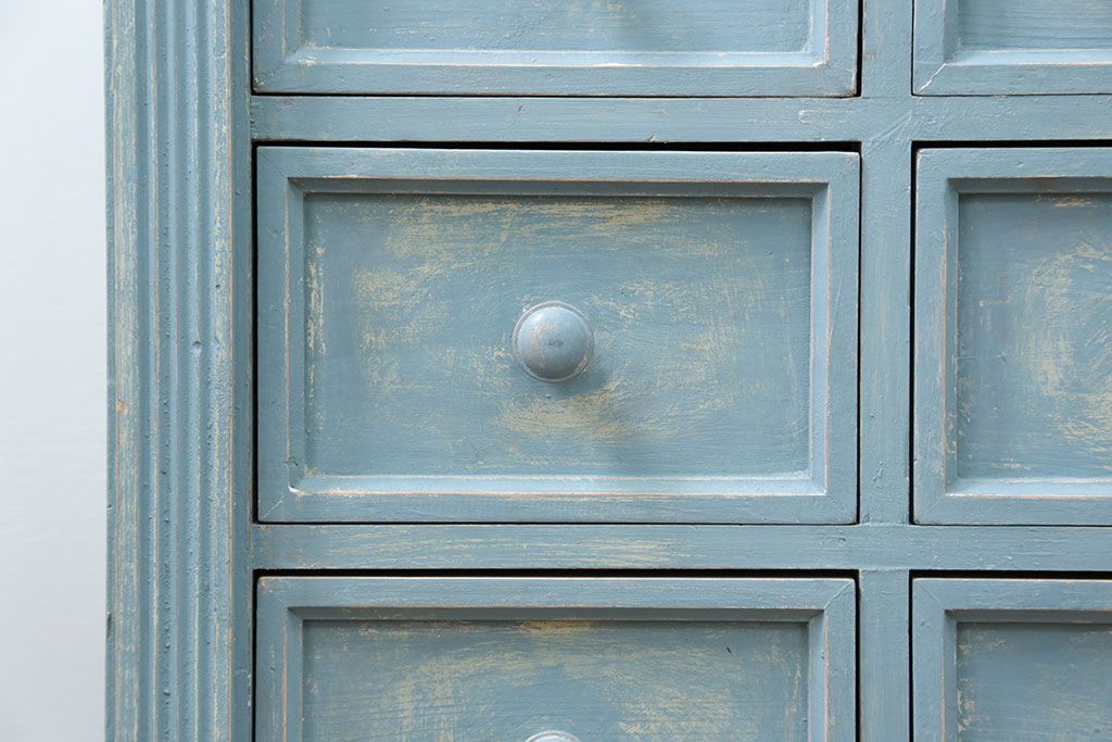 アンティーク家具 フランスアンティーク リメイク品 ペンキのはげた引き出し付きフレンチキャビネット(1)(収納棚、飾り棚)