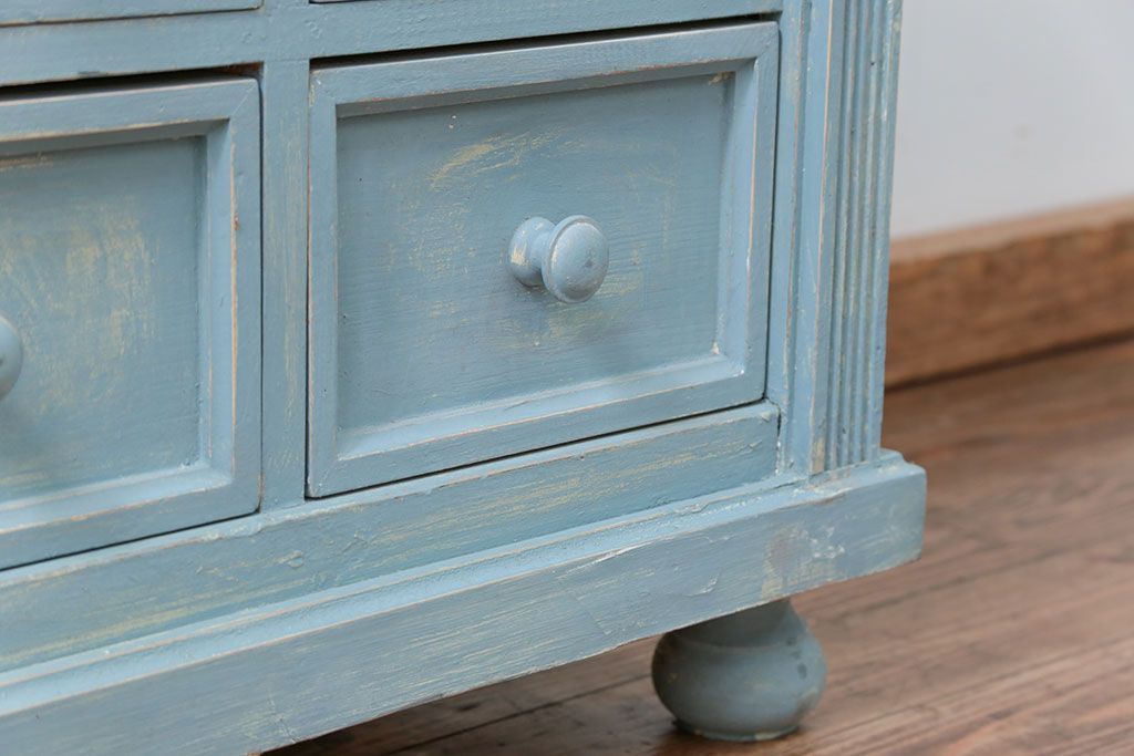 アンティーク家具 フランスアンティーク リメイク品 ペンキのはげた引き出し付きフレンチキャビネット(1)(収納棚、飾り棚)